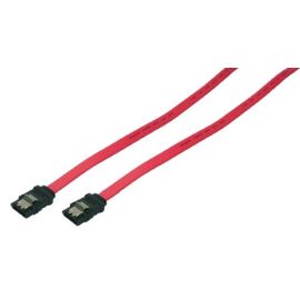 SATA Kabel Stecker gerade auf gerade rot mit Sicherungslasche 75cm