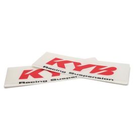 Kayaba Gabel Aufkleber KYB Racing Suspension 24x8,5cm transparent rot