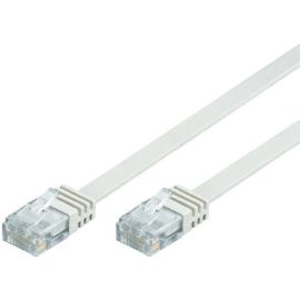 Netzwerk Flachband Kabel Patchkabel CAT5e U/UTP Weiss 0,5m