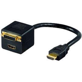 HDMI DVI Y-Adapter HDMI Stecker auf DVI Buchse und HDMI Buchse