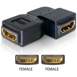 HDMI Adapter Buchse auf Buchse 90 Grad nach links abgewinkelt vergoldet