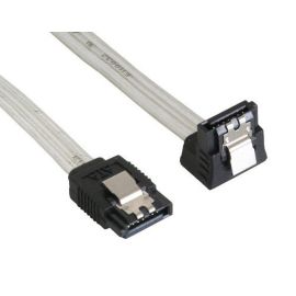 SATA S-ATA Kabel Stecker abgewinkelt nach unten auf gerade transparent mit Sicherungslasche 30cm