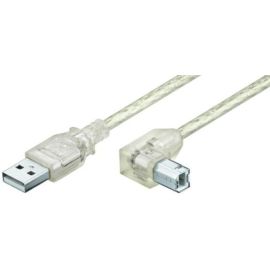 USB Anschlusskabel A/B Stecker transparent abgewinkelt USB 2.0 0,5m