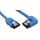 SATA Kabel rund rechts abgewinkelt blau mit Lasche 0,50m