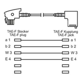 TAE-F Verlängerungskabel 4pol TAE-F Stecker > Kupplung weiß 3,00m