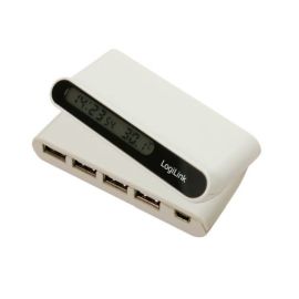 USB Hub Verteiler 4 Port USB 2.0 mit Uhr, Wecker und Thermometer