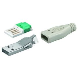 USB A Stecker mit Tülle für werkzeugfreie Crimp Montage