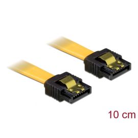 SATA Kabel extra kurz Stecker gerade auf gerade gelb mit Sicherungslasche 10cm