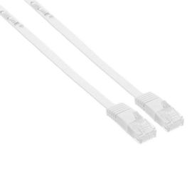 Netzwerk Flachband Kabel Patchkabel CAT6 UTP Weiss 0,5m AWG32