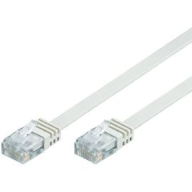 Netzwerk Flachband Kabel Patchkabel CAT6 UTP Weiss 1,0m AWG26/7