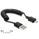 USB Spiralkabel USB micro B Stecker auf USB A Stecker...