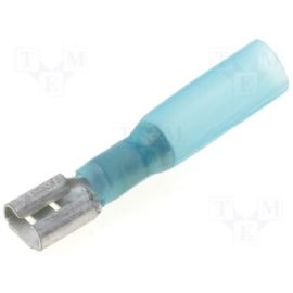 Steckverbinder Flachsteckhülsen blau 6,3x0,8mm für Leitung 1,5-2,5mm² 10 Stück in Schrumpfschlauch-Isolation