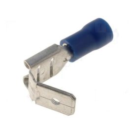 Steckverbinder flach abgewinkelt Flachsteckhülsen isoliert blau 6,3x0,8mm für Leitung 1,5-2,5mm² 100 Stück