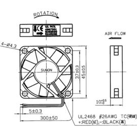 Lüfter Sunon 50x50x10mm 12VDC Axial EE50101S2-999-A Leiser 26dB 1,44W Gleitlager