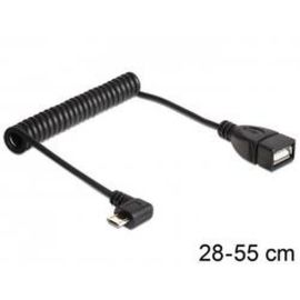 USB Spiralkabel USB micro B Stecker gewinkelt auf USB A Buchse Spiralkabel OTG