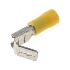 Steckverbinder flach abgewinkelt Flachsteckhülsen isoliert gelb 6,3x0,8mm für Leitung 4-6mm² 100 Stück