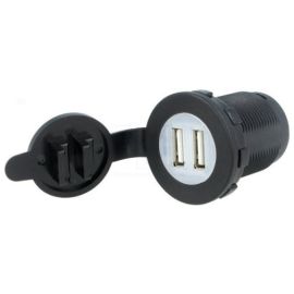 USB Buchse für Frontpanel Montage rund 12-24V Eingang 2x USB Port